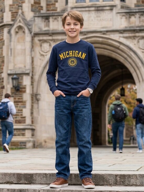 M Den Other - Kids Navy Blue Michigan Long Sleeve Shirt